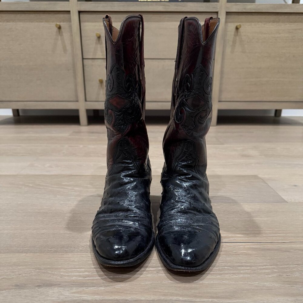 Men's Black Ostrich Skin Lucchese Boots